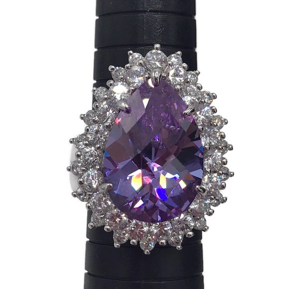 Charles Winston CWE Sterling Silver Purple CZ Ring - Picture 7 of 7